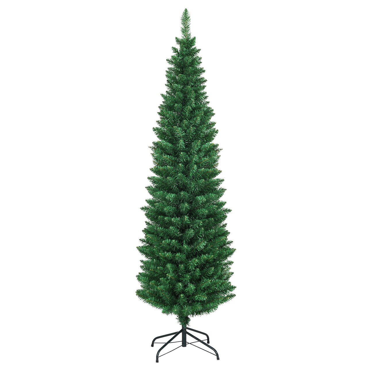 PVC Artificial Slim Pencil Christmas Tree with Metal Stand Ideal for Small Spaces